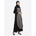 Layered Casual abaya- Black-Grey